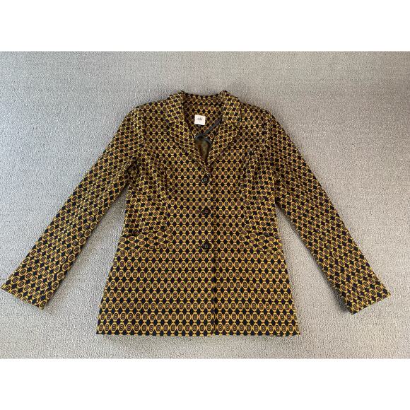 Cabi Standout Kensinggton Proper Blazer & Skirt Set Gold Navy Medallion Small - Picture 3 of 15